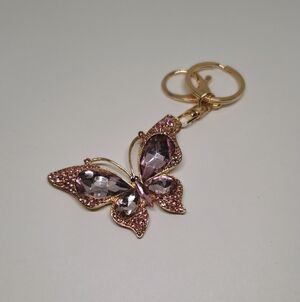 Pink and Gold Butterfly Keychain